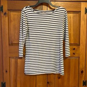 J. Jill- Navy Blue and White Striped Top